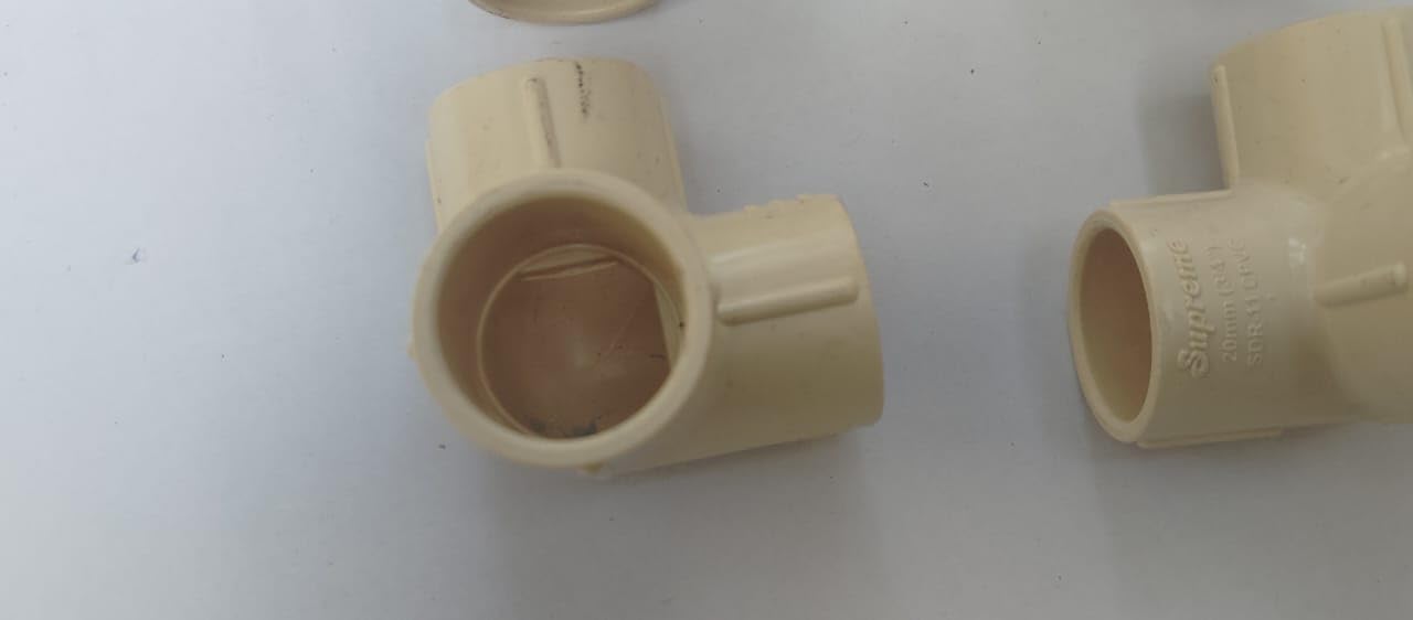 Nadeem's World UPVC 3-Way Elbow Pipe Fitting, White, 25mm (3/4 Inch), for Bathroom Kitchen Plumbing, Hot Cold Water Lines, 4 Pack 2