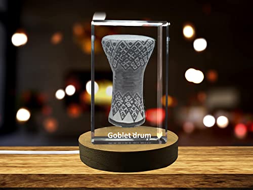 Goblet Drum 3D Engraved Crystal 3D Engraved Crystal Keepsake/Gift/Decor/Collectible/Souvenir (X-Large)