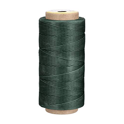 Cordon ciré polyester 1mm ultra résistant uxcell fil à coudre cuir vert foncé de 180 mètres