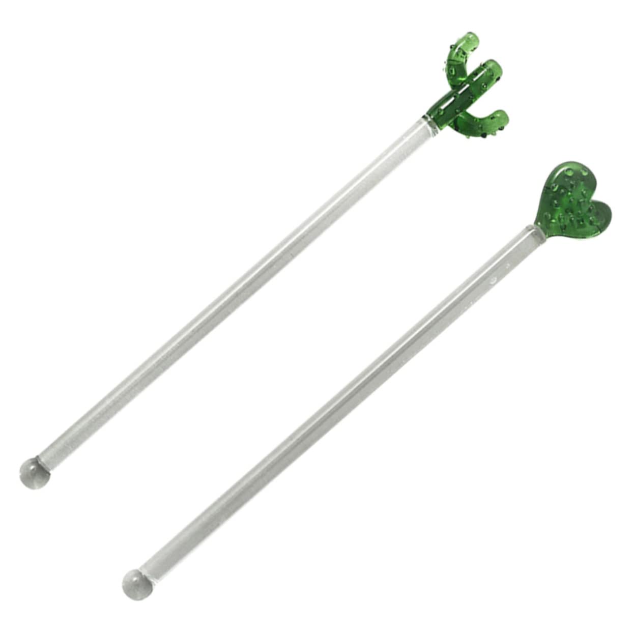 PRETYZOOM 5 Juegos Batidor De Cactus Agitadores De Bebidas Vaso De Bebida Cocteles Agitador De Cócteles Dispensador De Bebidas Aperitivo Grifo Transparent Vidrio Reutilizable 2 Piezas * 5