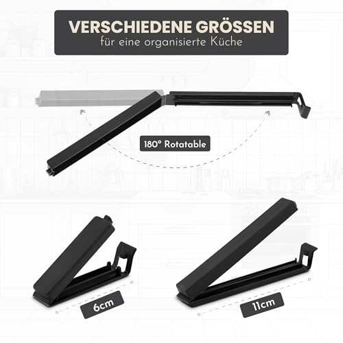 Vaily Tütenclips Verschlussclips Schwarz - 22 Klammern für Tüten, Beutel und Gefrierbeutel - 12x 6 cm und 10x 11 cm