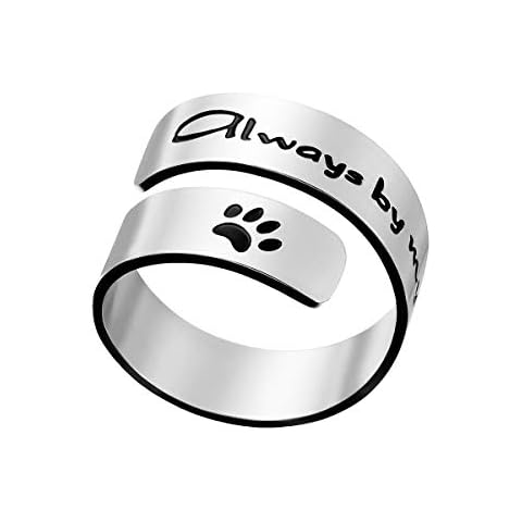 Phoenix Angela Wrap Twist Ring Adjustable Inspirational Stainless Steel Personality Gift Bands Cool Stacking Opening Rings for Girls Teens Women Man Friend (Always by my side) Cover