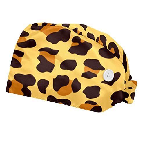 Chapeaux de travail pour hommes et femmes VERED casquettes réglables motif léopard marron
