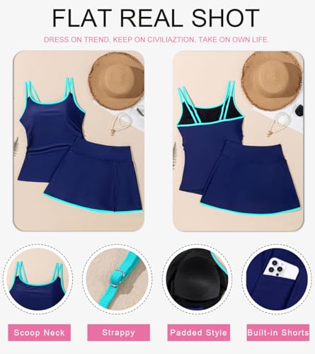 Image of Dokotoo Tankini Swimsuits for Women 2026 Two Piece Bathing Suits Tummy Control Ruched Swim Suits with Skirt