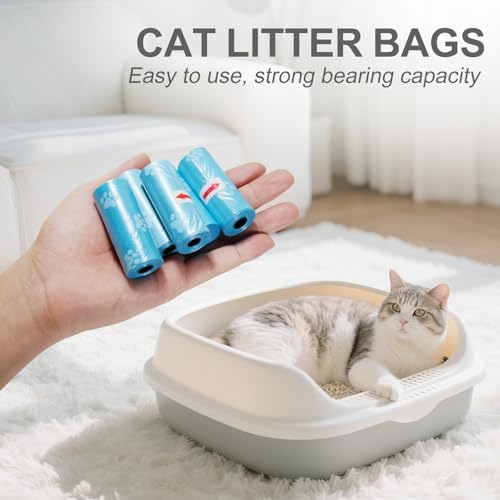 Image of Small Cat Dog Poop Bags, Cat Litter Pet Waste Bags Refuse Cleanup, 12 Dog Poop Rolls Thick, Leakproof, Easy to Use, Doggie Poop Bags Pet Travel Supplies - Blue (180 Bag)