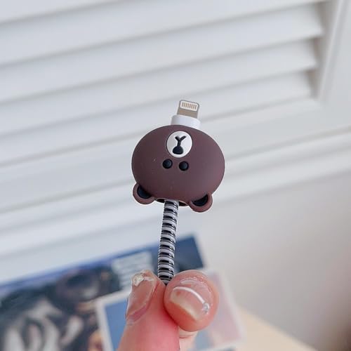 Image of INEFABLE Charger Case Cover Protector with 3D Cute Pattern for iPhone Charger only 18W & 20W, Data Charging Cable Wire Saver Protective Cable Cover Full Protection - Set Of 1 (Brown Bear)