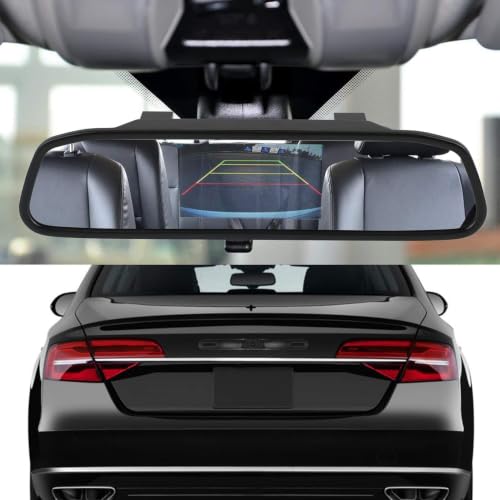 Image of 4.3 inch Car Backup Camera and Monitor Kit, Vehicle Rearview Mirror Monitor for Car Reverse Camera Waterproof Car Rear View Camera with 9 LED Night Vision (4.3 Black-B)