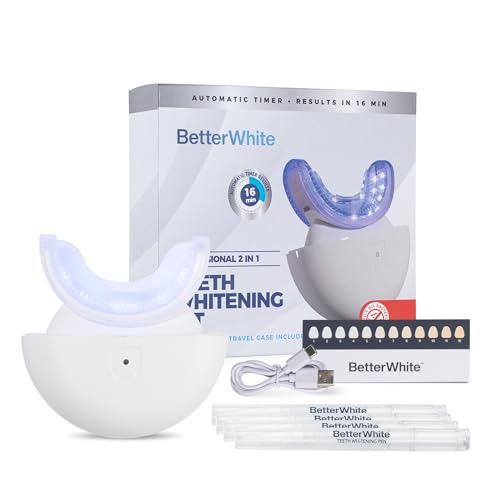 Betterwhite LED Teeth Whitening Kit with 4 Gel Syringes & Case | Formulated by Dentists | Professional Tooth Whitening for Sensitive Teeth | Enamel-Safe and Clinically Tested Betterwhite LED Teeth Whitening Kit with 4 Gel Syringes & Case | Formulated by Dentists | Professional Tooth Whitening for Sensitive Teeth | Enamel-Safe and Clinically Tested