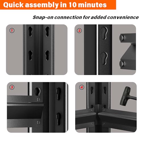 Image of Metal Garage Shelving Unit, Heavy Duty 3-Tier Adjustable Storage Rack, Steel Shelving, Industrial Shelves for Heavy Tools and Equipment (3-Tier 32 inch H x 40 inch W x 14 inch D)