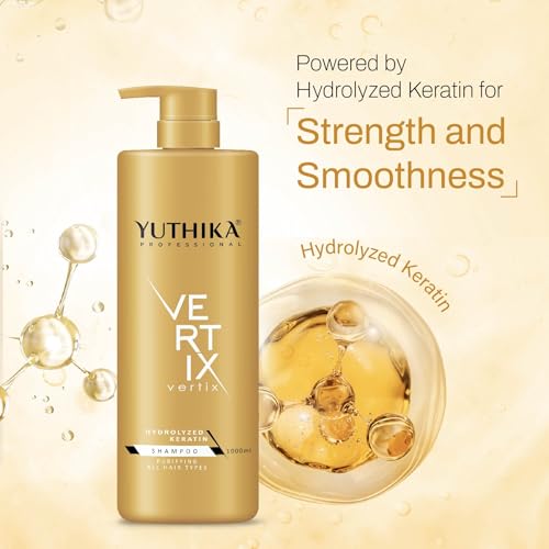 Image of Yuthika Professional Vertix Hydrolyzed Keratin Purifying Shampoo for All Hair Types 1000ml I Deep Cleansing, Removes Dirt, Impurities & Strengthens