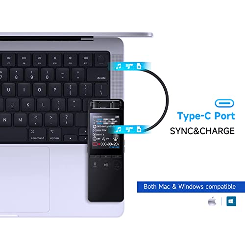 Voice Recorder With Playback，Mp3 Player Portable Digital Recording，One Button Intelligent Noise Cancel Voice Activated 3072Kbps 1100 Hours Work Time Dual Microphones For Meetings,Lectures, Interview… #TOP5