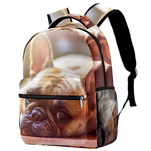 Sac à dos voyage enfant bouledogue français avec filet bouteille pour garçon et fille