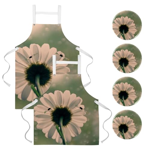 Tablier de serveuse multicolore Fleur Partysu avec 4 broches amovibles de style