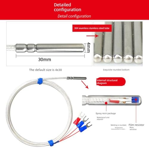 Sensor Pt100 clase A con sonda a prueba de aceite y cable flexible de 2m 2