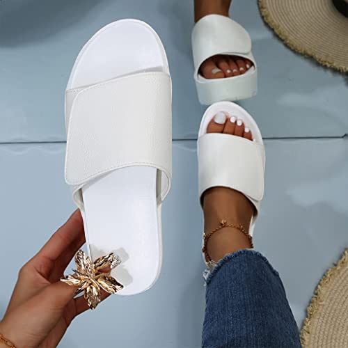 MTFBQ Platform Sandals for Women Casual Summer Ladies Slide On Sandals Comfort Flat Slippers Open Toe Fashion Indoor Outdoor Beach Shoes Flip Flop Slippers Faux Leather Rubber Cool Wedge Sole2