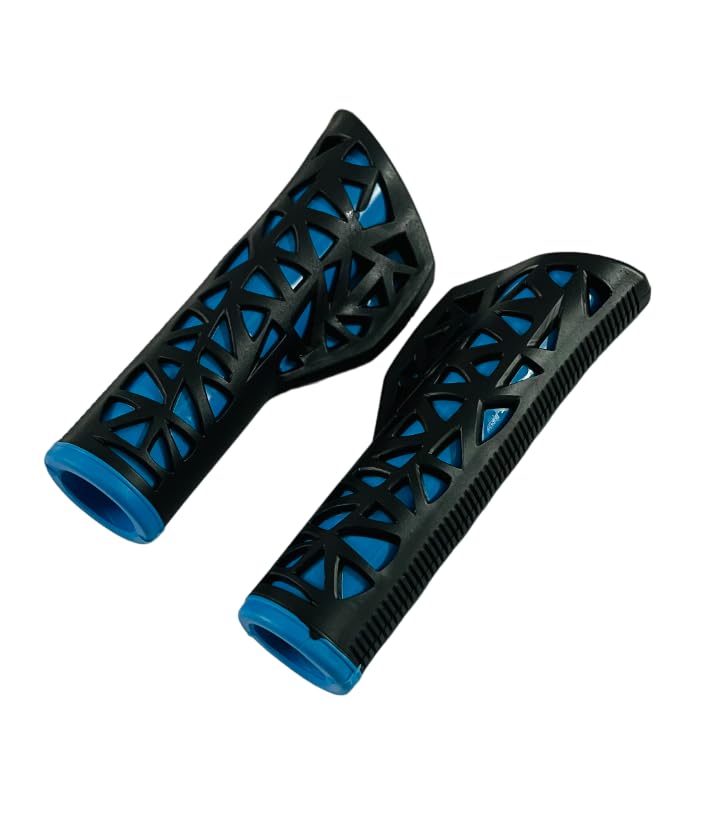 Image of Shrenik Cycle Handle Grip 24-29 Inch Bicycle Hand Grip 125mm Length Soft Rubber Non Toxic Anti-Slip MTB /City Dual Colored (Black-Blue)