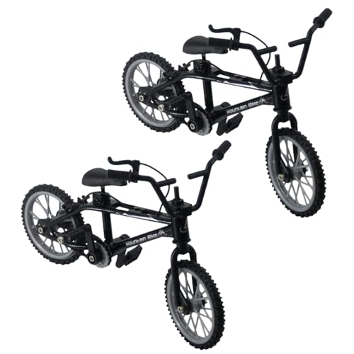 Wwyan 2Pcs Black 1/18 Diecast Bike Action Figure Toy Mini Finger Mountain Bike Bicycle Art Crafts Desktop Decor Finger Bikes Finger Boards and Finger Bikes