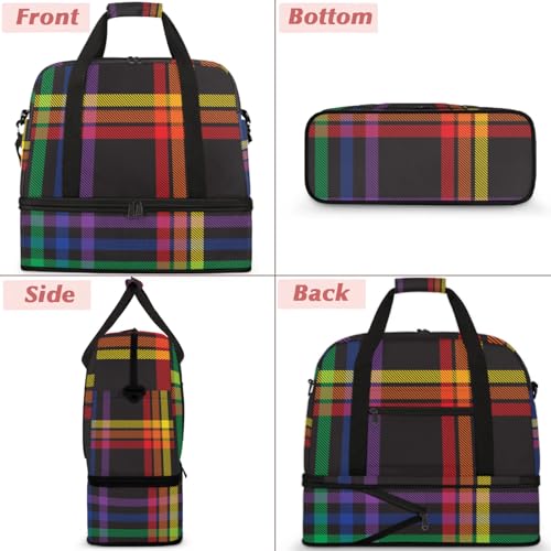 Large Weekender Overnight Bags Abstract Colorful Trellis Travel Duffel Bag for Women Men Gym Bag With Shoe Compartment Foldie Travel Tote Bag Carry On Personal Item Bag for Travel Gym Sports3