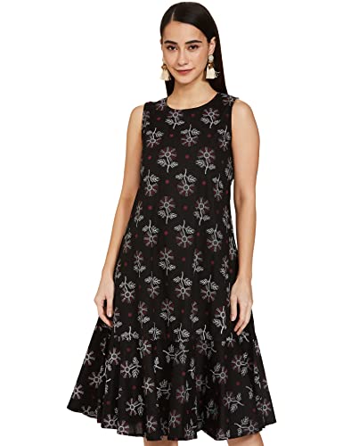Image of Amazon Brand - Myx Women Rayon Knee-Length A-Line Dress (Available in Plus Sizes)