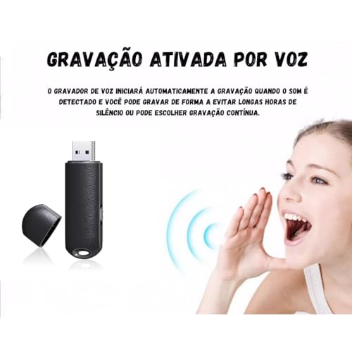 Mini gravador ativado por voz de 8 GB Unidade flash USB 2.0 dade de gravação de 96 horas Criptografi