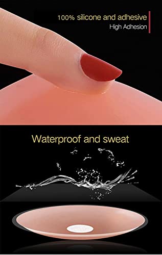 Diravo 8 Pairs Silicone Nipple Covers Women's Reusable Adhesive Invisible Nipple Pasties Nippleless Covers Round Nude #TOP3