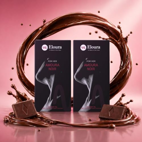 Image of ELOURA Amoura Noir Mood Uplifting Chocolate for Women - 4 Bars, 20g Each | 45% Dark Chocolate & 9 Natural Botanical Blend | Vegan Dairy Free | Mood Enhancing Chocolate | Chocolates Gift Box for Women