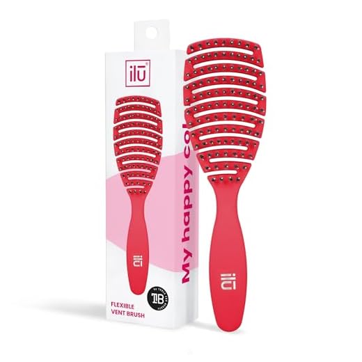 T4B Ilu My Happy Color Cepillo Desenredante Ventilado, Antiestático, sin Tirones, Evita Rotura y Pérdida del Cabello, Peinado Fácil e Indoloro, Color Rojo
