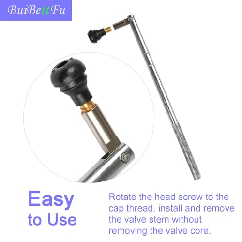 Image of Tire Valve Stem Puller Tools Set, 10 x TR412 Snap-in Valve Stems with Valve Stem Cores, 1 x Valve Core Remover 1 x Valve Stem Installer (22 Pcs)