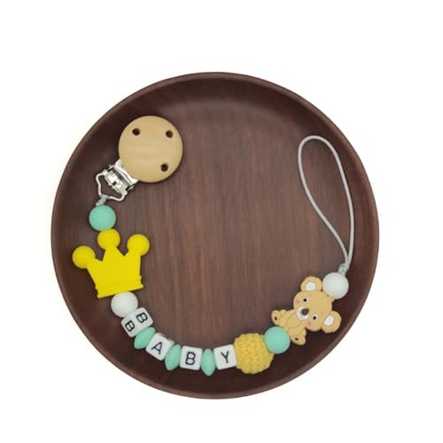 Image of Personalized Pacifier Clips with Name Custom Silicone Beaded Chain Pacifier Holder Stroller Gifts for Baby Boys Girls