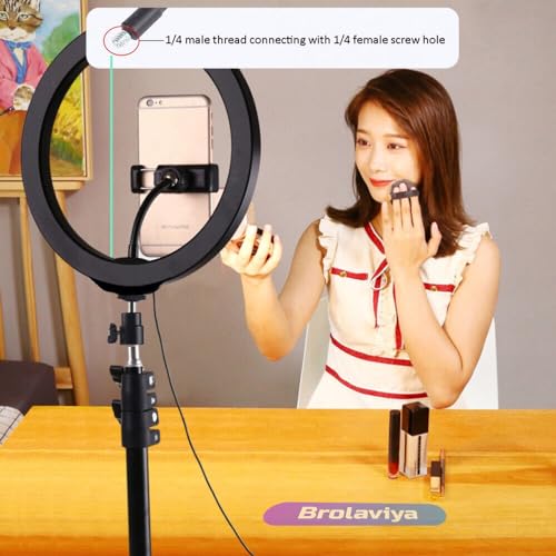 Image of BROLAVIYA 2 Pcs Flexible Hose Mobile Phone Gooseneck Clip with 1 /4 Male Thread Compatible with LED Ring Light and smart Phones