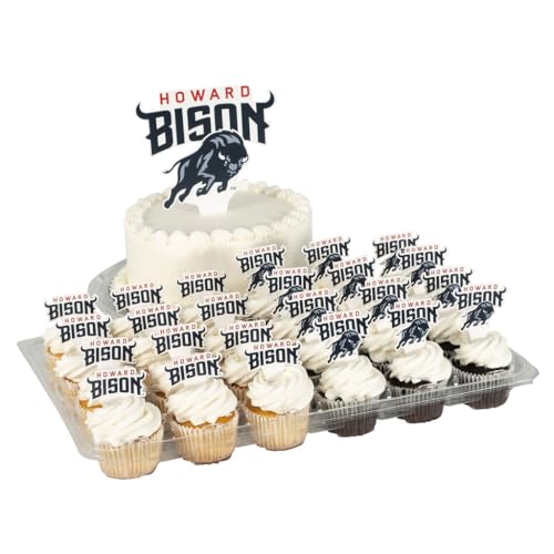Desert Cactus Howard University Cupcake Topper and Cake Toppers Set - HU Bison 25 Pcs Food Party Supplies, Tablecloth Decorations, Graduation and Game Day