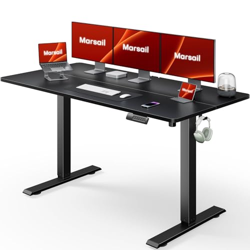 Marsail 63x24 Electric Standing Desk - Adjustable Height Computer Desk with Memory Presets, Storage Bag & Cable Management for Home Office & Gaming Workstations
