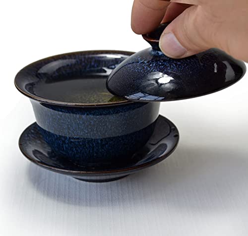 Miniatura 3 de Porcelana Gaiwan - Juego De Tazas De Té Esmaltadas De Color Tureen Chinese Sancai Cover Bowl Y Platillo Para Labios Azul