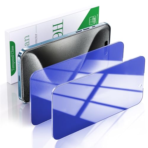 Protecteur d'écran iPhone 15 Pro Max anti-lumière bleue Pokolan x2