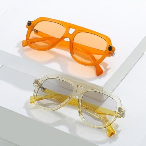 Lunettes de soleil dégradé de mode rétro double pont orange UV400 - 3