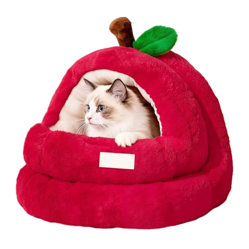 Caseta para perros – Redonda antideslizante y lavable para animales domésticos, cueva para gato de interior, para cachorros de perro y gato, patio, balcón, jardín, espacio exterior
