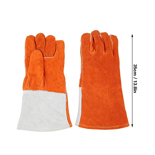 Guantes de soldadura de cuero de vaca de 35 cm resistentes al calor e ignífugos 4