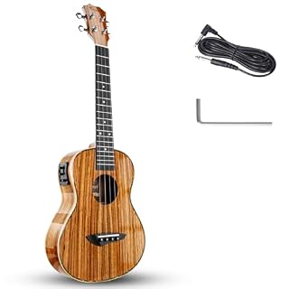 Minor Imperfections – Caramel 26inch CT103 Zebrawood High Gloss Tenor Electric Professional Ukulele - Les Beatles, Paul McCartney, John Lennon, RIngo Starr, George Harrison