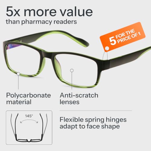 Image of Gaoye Professional Reading Glasses for All Day - Computer Readers with Blue Light Protection - Value Pack