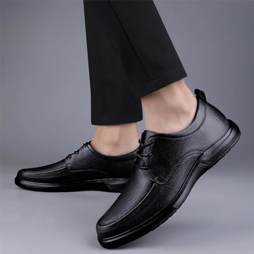 Men's Business Oxford Dress Shoes | Casual Lace-Up Faux Leather Shoes with Round Toe | Slip-Resistant Block Heel | Comfortable Non-Slip Formal Footwear2
