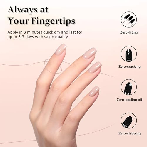 Nude Nail Polish Green Nail Polish, Quick Dry Nail Polish Milk Tea Colour Nail Varnish - Long Lasting No UV Needed Gel Nail Polish Nude for DIY Nail Art Manicure at Home Gel Polish - Image 5