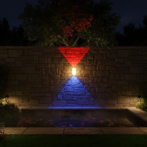Image of Modern Outdoor Wall Light | 3-in-1 Color Changing LED Up Down Lamp | Waterproof Exterior Wall Sconce for Home, Gate, Garden, Balcony & Patio (Switch Control) (Glint)