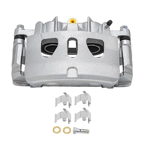 Image of Detroit Axle - Front Left Brake Caliper for Ford Explorer Taurus Flex Lincoln MKS MKT, Police Interceptor Utility Sedan, Special Service Police Sedan, Disc Brake Caliper w /Bracket Replacement