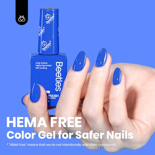 Image of Beetles Blue Gel Polish - Hema Free Abyss Halo Blue Gel Nail Polish, Soak off UV Led Lamp Summer Nails Art Colorful Bottle Manicure for Women