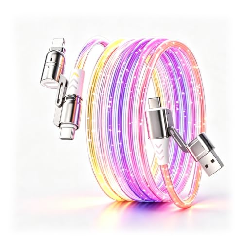 Image of Verilux 4-in-1 PD 100W Type C Cable Fast Charging with RGB Glow 3.3FT /1M