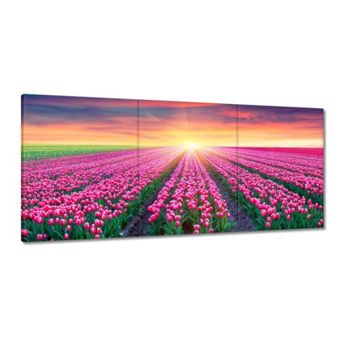 Peinture sur toile coucher de soleil et fleurs pour illuminer les murs de la maison
