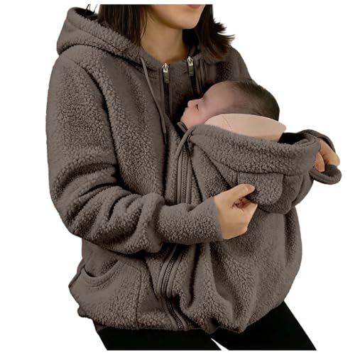 Generisch Umstandsjacke mit Babyeinsatz Warm Teddy Fleecejacke...