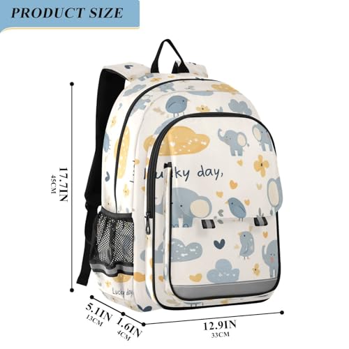 personalized backpack for kids 8-12： casual bookbag for kids in assorted colors - blue elephant cartoon cute2
