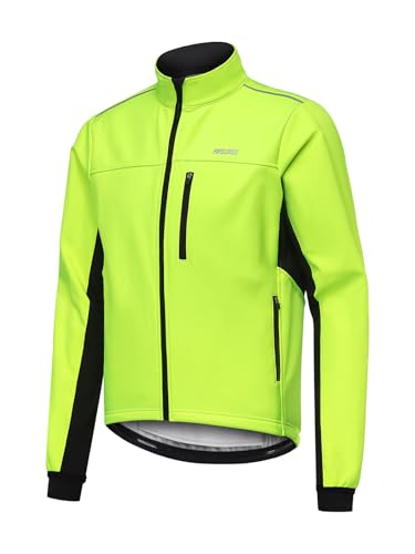 ARSUXEO Thermal Fleece Winter Cycling Jacekt for Men Windproof Insulated Bike Running Active Jacket Green Large