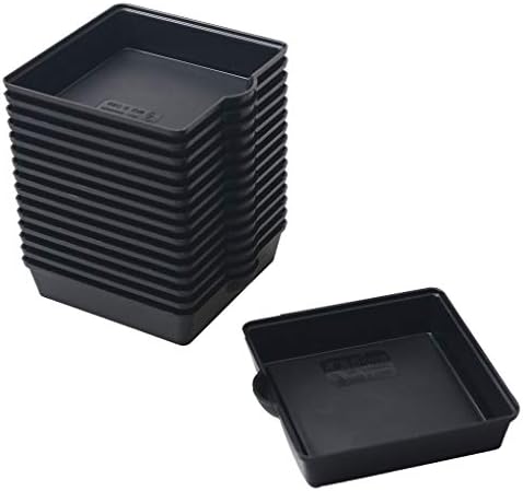 BangQiao 16 Pack 3.20 Inch Plastic Square Plant Pot Saucer Tray for Indoor and Outdoor Plants, Black